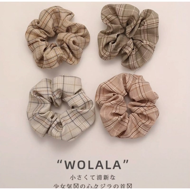 Dây buộc tóc ruột gà kẻ caro phong cách Hàn Quốc Plantnery