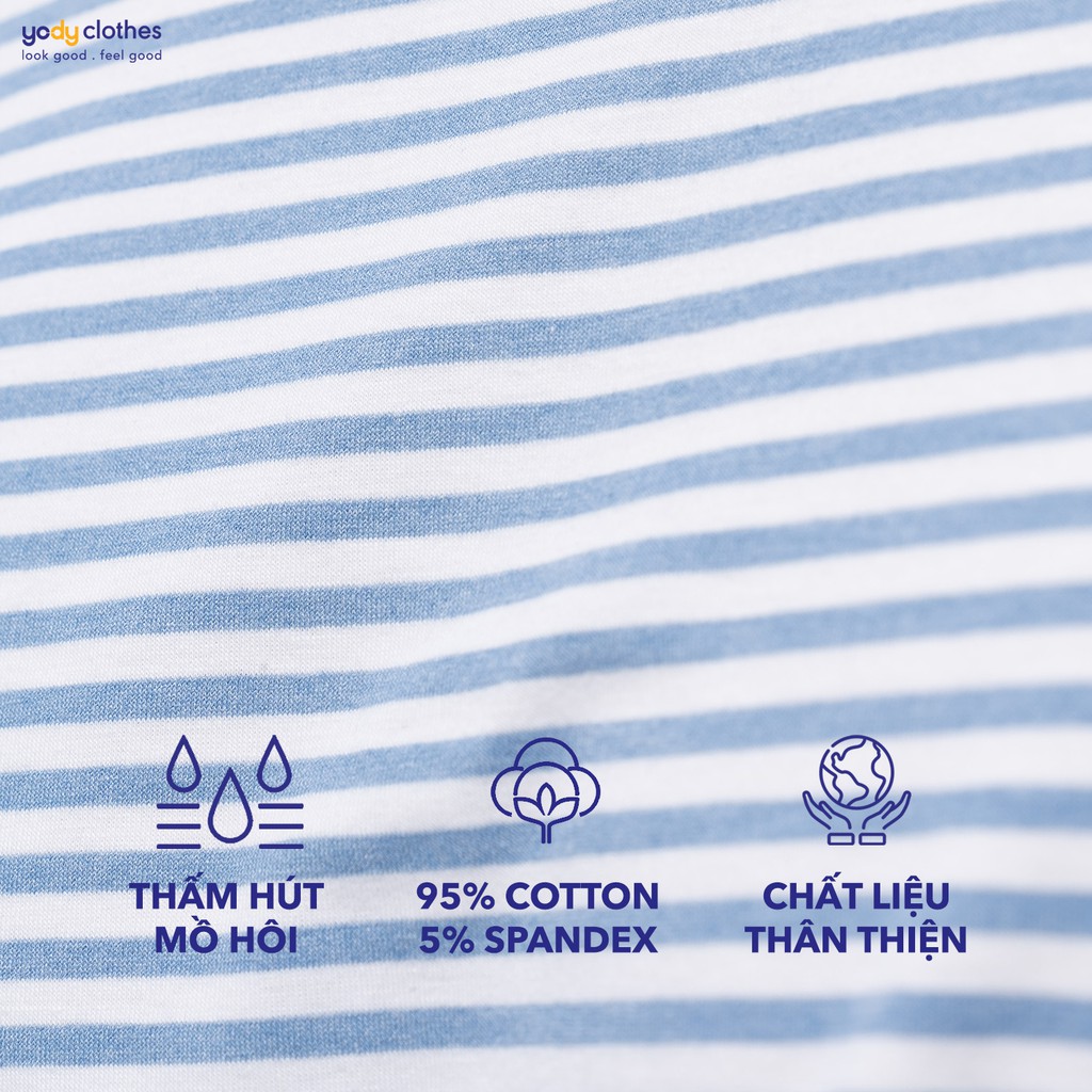 Áo thun nam YODY kẻ sọc ngang cổ tròn tay ngắn vải cotton thoáng mát nhiều màu PPM4197 | BigBuy360 - bigbuy360.vn