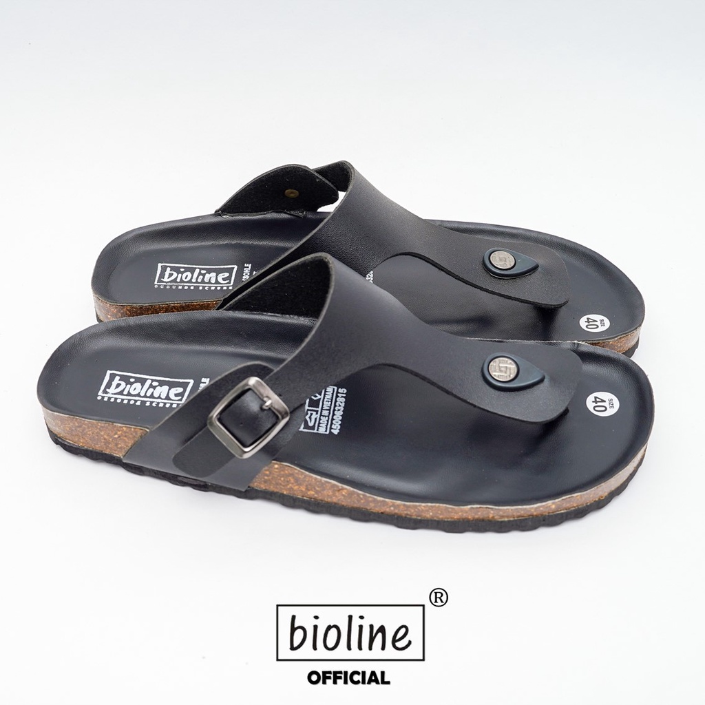 DK07 - Dép Đế Trấu BIOLINE Official Quai Da Bò Tách Ngón Lót Pu Kem Chống Nước