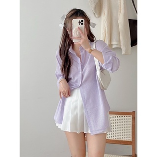 Sơ mi xốp kẻ tay dài (ảnh thật/ có sẵn)
