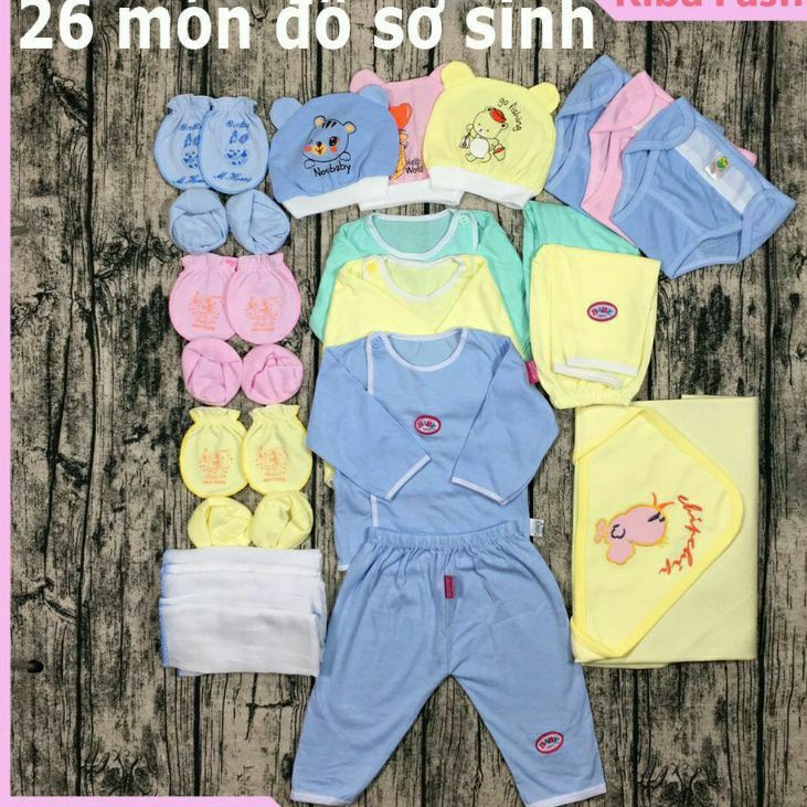 set 26 món đồ sơ sinh làm quà tặng cho bé ( tặng thêm 1 vòng dâu tằm )