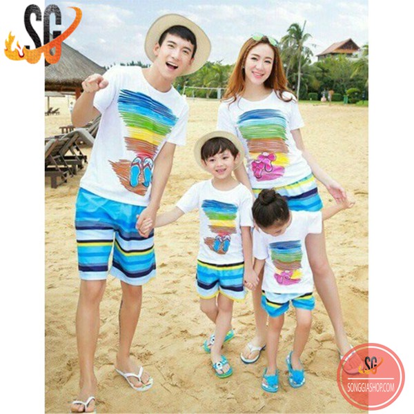 Đồ đôi đi biển độc đáo nguyên set áo và quần đồng phục cho nam nữ gia đình hội nhóm DDB06T DONGPHUCSG