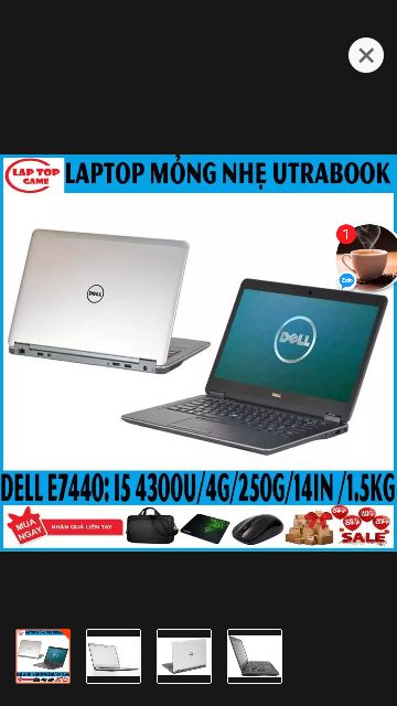 Laptop Dell Latitude E7440 Siêu Mỏng Nhẹ, Chíp i5 4300u, Ram 4G, Ổ 250G, Mới 98 - 99%, | WebRaoVat - webraovat.net.vn