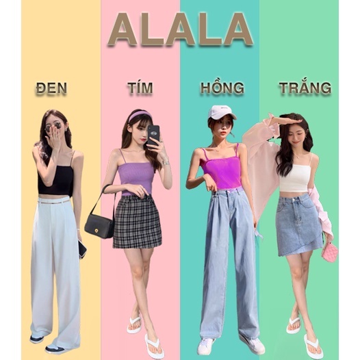 Áo hai dây ALALA dáng ôm không đệm vải cotton co giãn tốt 2 dây nữ thoáng mát