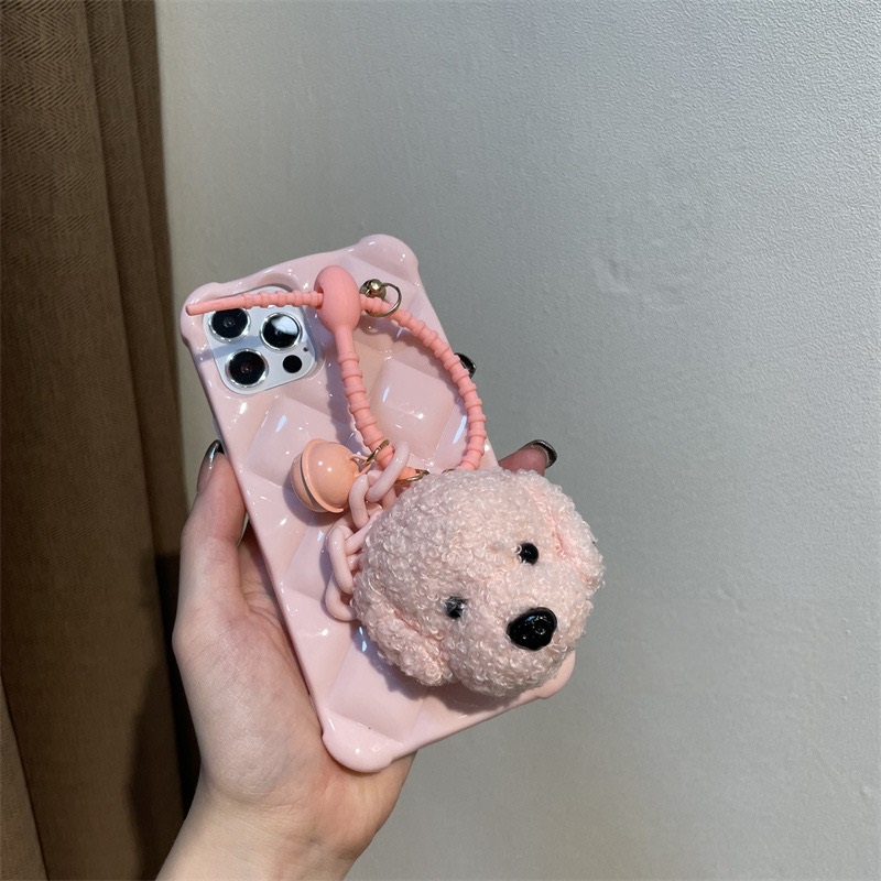 Ốp Điện Thoại TPU Mềm Hình Cún Bông Gắn Dây Xích Cho Iphone 14 13 12promax 11 pro max xs max xr x 7plus