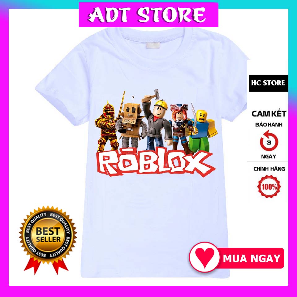 Áo thun trẻ em in hình game roblox màu đen và trắng độc đẹp giá rẻ