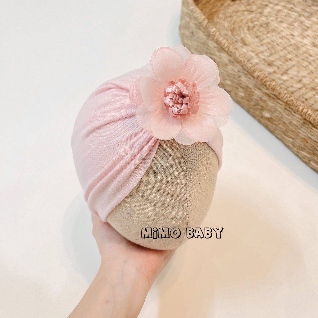 [Mã SKAMSALE8 giảm 10% đơn 200K] Mũ turban bé gái - hồng baby (4-8kg)