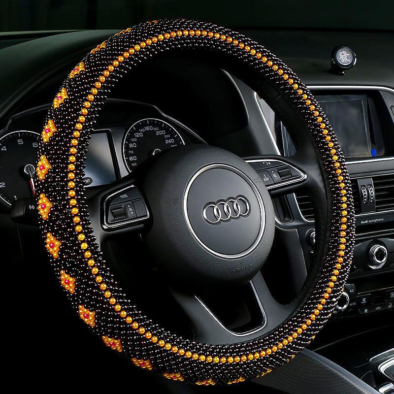 Vỏ Bọc Vô Lăng Bốn Mùa Đính Hạt Gỗ Thông Dụng Không Trượt Thoáng Khí Cho Xe Hơi