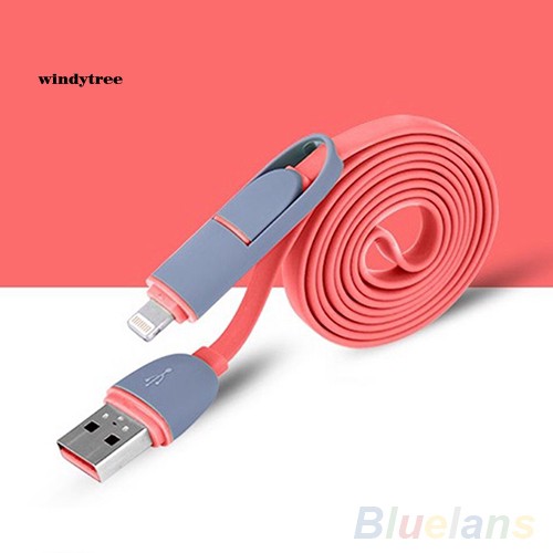 WDTE 2 in 1 Micro USB + Lightning Sync Data Charger Adapter Cable For Samsung iPhone