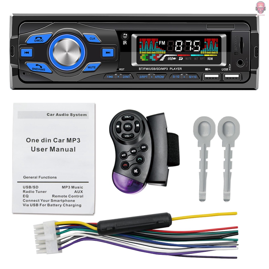 Máy nghe nhạc MP3 1 Din FM Radio với điều khiển từ xa hỗ trợ thẻ TF và cổng 3.5mm AUX kèm mic