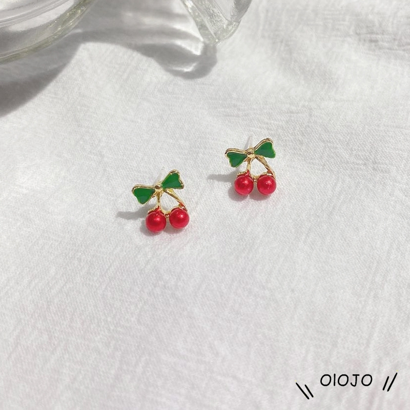 Hoa Tai Hình Quả Cherry Màu Đỏ Ngọt Ngào Dễ Thương Cho Nữ