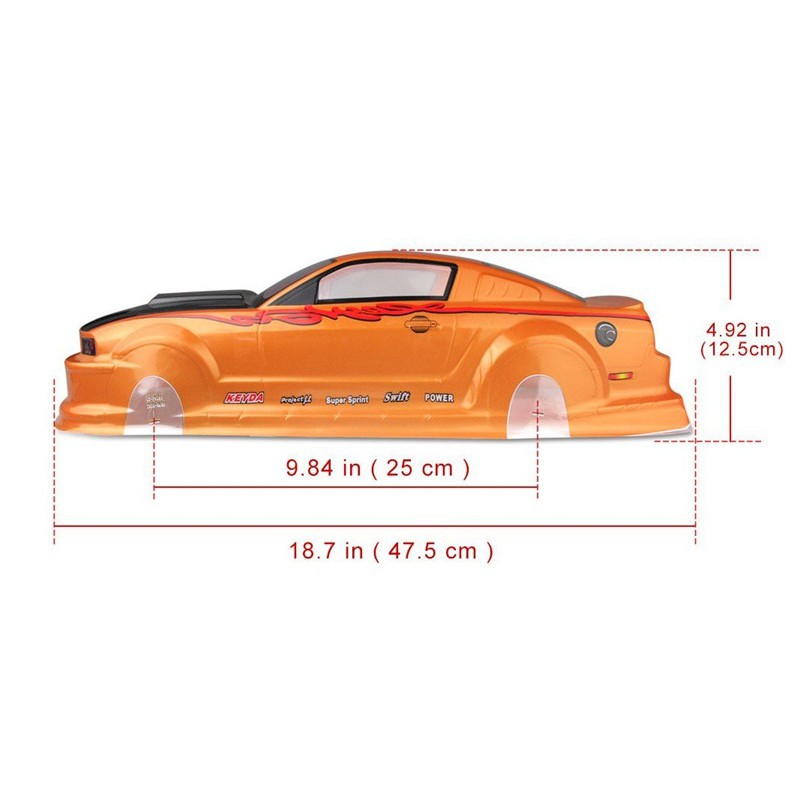 Vỏ body PVC Ford Mustang Xe điều khiển từ xa 1:10 Onroad, Drift