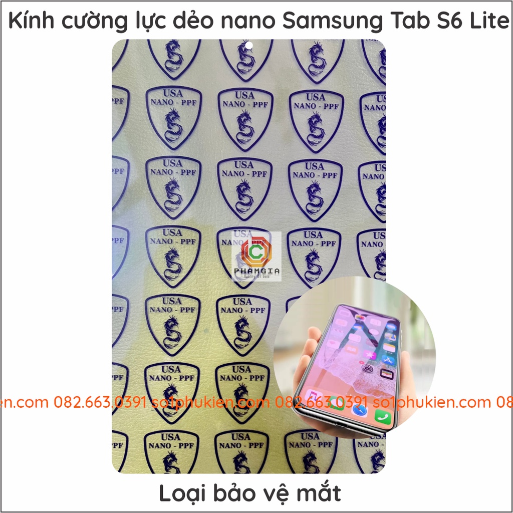 Dán cường lực Samsung Galaxy Tab S6 Lite nano dẻo full màn 9H+ siêu bền (hơn kính cứng)