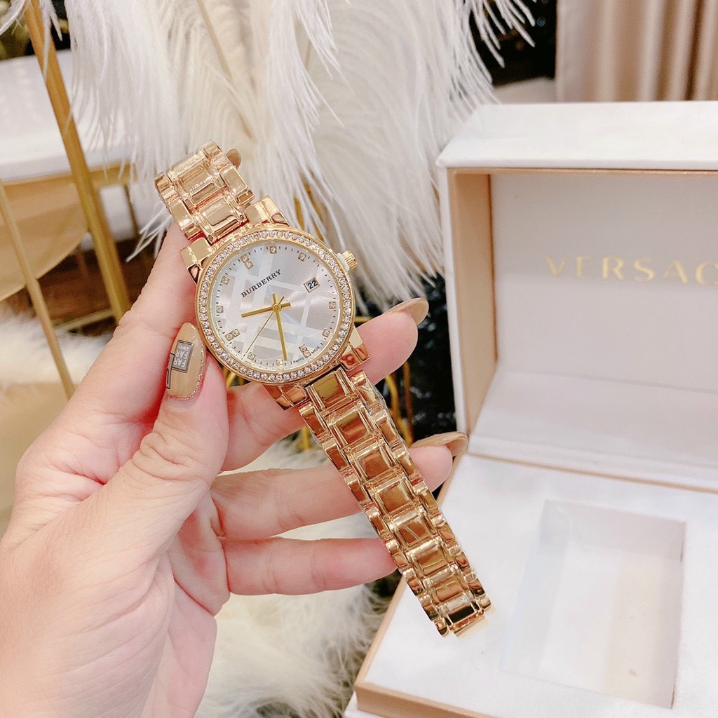Đồng Hồ Thời Trang Nữ Đeo Tay Burberry FullBox - Đồng Hồ Nữ Cao Cấp dây thép không gỉ viền kim loạ chống nước hàng đẹp | BigBuy360 - bigbuy360.vn