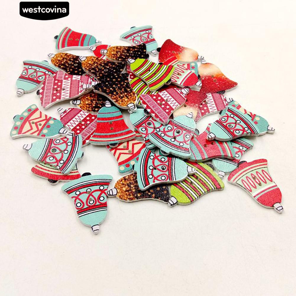 Set 50 Cúc Gỗ Trang Trí Giáng Sinh Tự Làm Chuyên Dụng