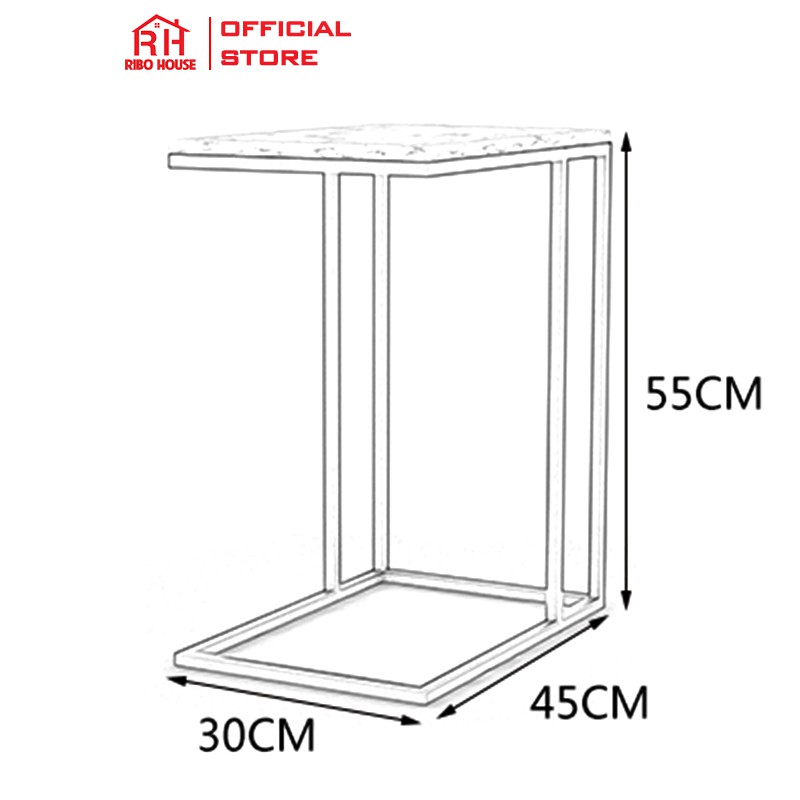 Bàn trà phòng khách decor mặt đá RIBO HOUSE để đầu giường hoặc cạnh sofa hình chữ nhật phong cách châu âu RIBO53 | BigBuy360 - bigbuy360.vn