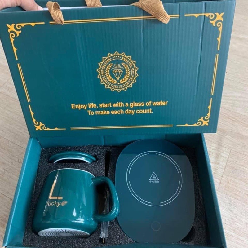 (Kho Hàng Gia Dụng) BỘ MÁY HÂM NÓNG SỮA ĐỒ UỐNG TIỆN LỢI KÈM CỐC SỨ LUCKY