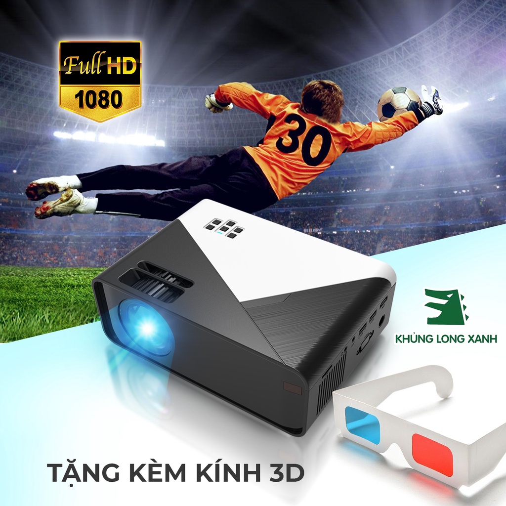 Máy chiếu mini KHỦNG LONG XANH T1080 hỗ trợ chất lượng hd+,kết nối nhiều thiết bị,laptop,điệnthoai,tivibox..