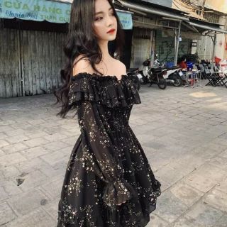 Đầm hoa nhún eo