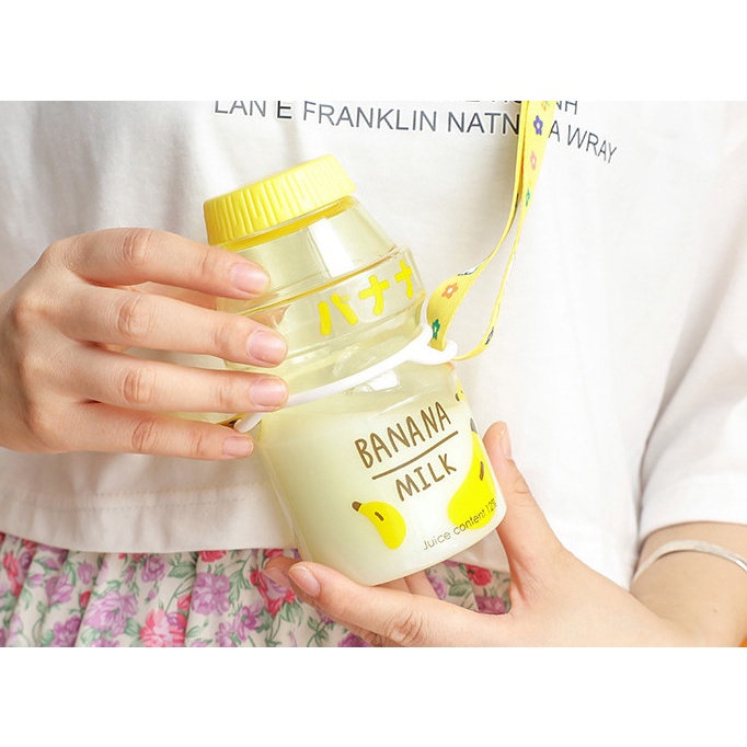 Bình Đựng Nước Hình Hộp Sữa Chua 480ml In Hình Trái Cây Phong Cách Nhật bản, Hàn Quốc Siêu Dễ Thương