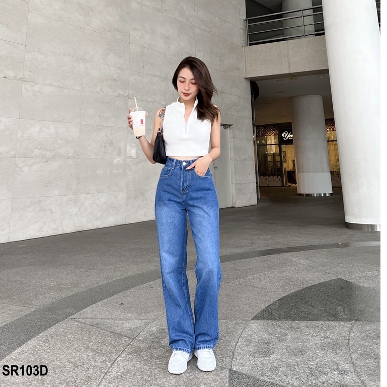 Quần Jean Ống Rộng Màu Xanh Đậm Kpboutique Quần Chuẩn Fom Dáng Đẹp Dễ Phối Đồ Dành Cho Nữ Quần Jean Nữ Giá Rẻ SR103D | BigBuy360 - bigbuy360.vn