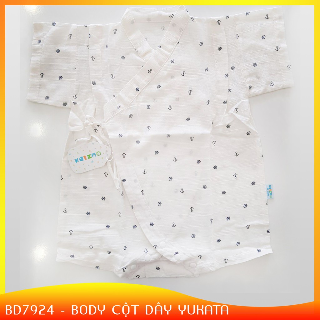 Bộ áo liền quần cho bé sơ sinh đến 2 tuổi vải xô cotton kiểu yukata cột dây