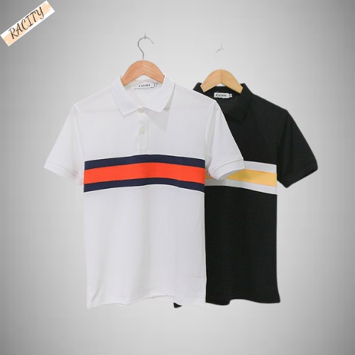 Áo Phông Nam có cổ bẻ đẹp tay ngắn thun cotton kẻ ngang RACITY AT128 | BigBuy360 - bigbuy360.vn