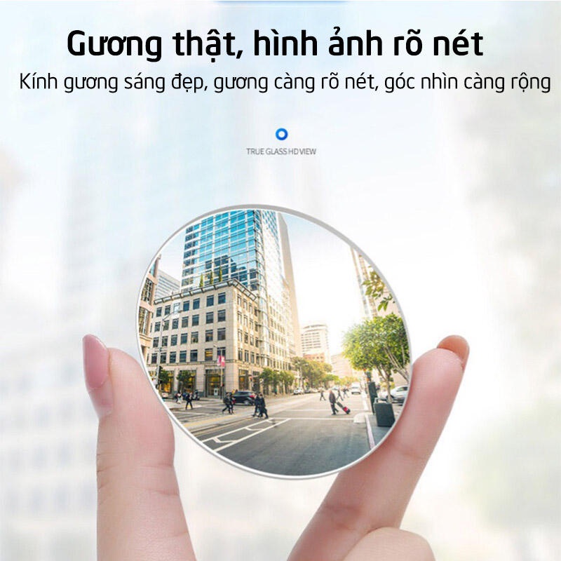 Gương cầu kính lồi xóa điểm mù xoay 360 độ gắn trên gương chiếu hậu xe hơi, xe tải tăng độ an toàn