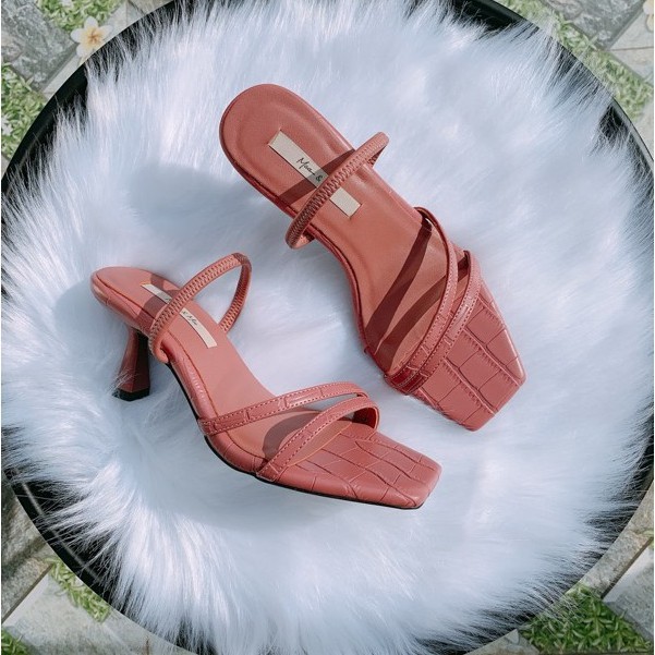 [Freeship - Hàng Cao Cấp] Sandal giày nữ cao gót quai mảnh, chất si cá sấu độc quyền của xưởng MOA & MOE C1707