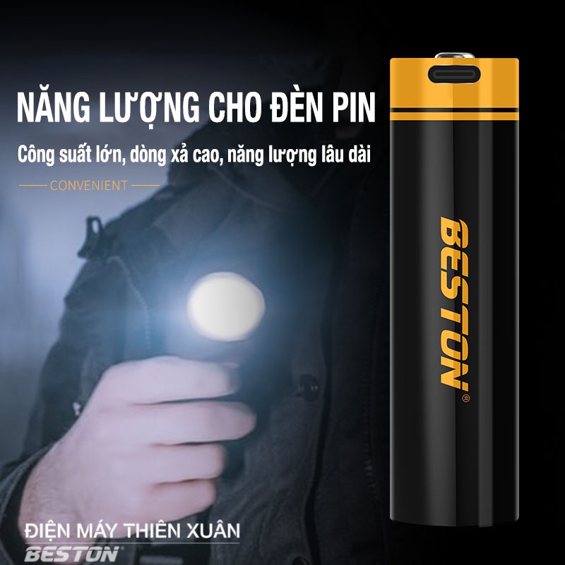 Pin Sac 21770 5000mAh cho đèn pin LED công suất cao Beston dòng xả lớn, pin dự phòng, xe điện, Pin 21770-T50 Type-C