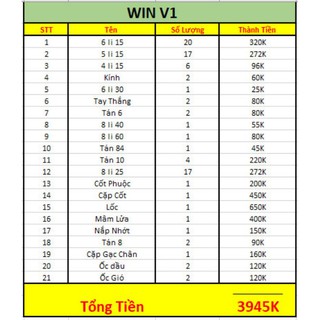 Combo full ốc titan gr5 winner v1