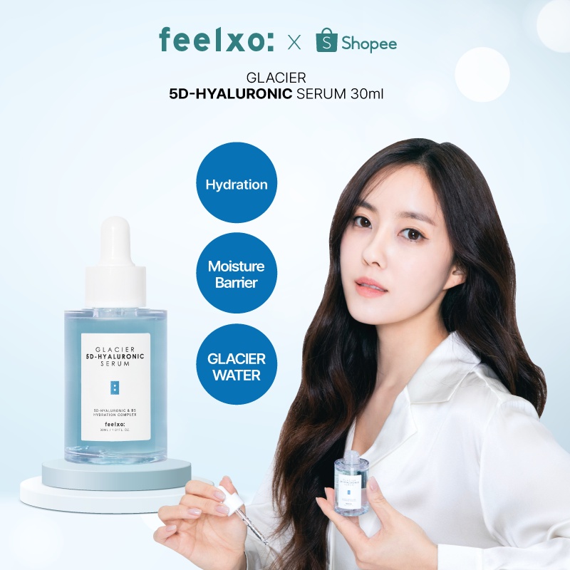 Combo Serum Dưỡng ẩm Feelxo 5D Hyaluronic Và Nước Hoa Hồng Rau Má Glacier Ampoule, Se Khít Lỗ Chân Lông