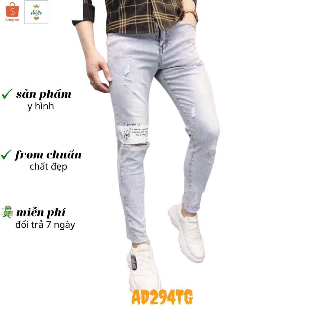 Quần Jean Nam TENJI AD0301TG Jean Nam Xanh Trẻ Trung Cá Tính Thời Trang Mẫu Mới Trẻ Trung Cá Tính TENJI STORE(44 - 70KG)