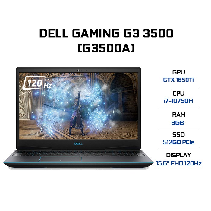 Laptop Dell Gaming G3 3500 G3500A i7-10750H | 8GB | 512GB |GTX 1650Ti 4GB | 15.6" FHD 120Hz | W10