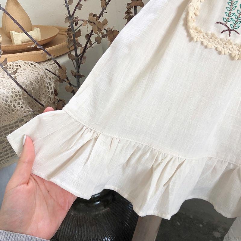 Đầm Tay Cánh Tiên Thêu Họa Tiết Cổ Điển Thời Trang Mùa Hè Cho Bé Gái