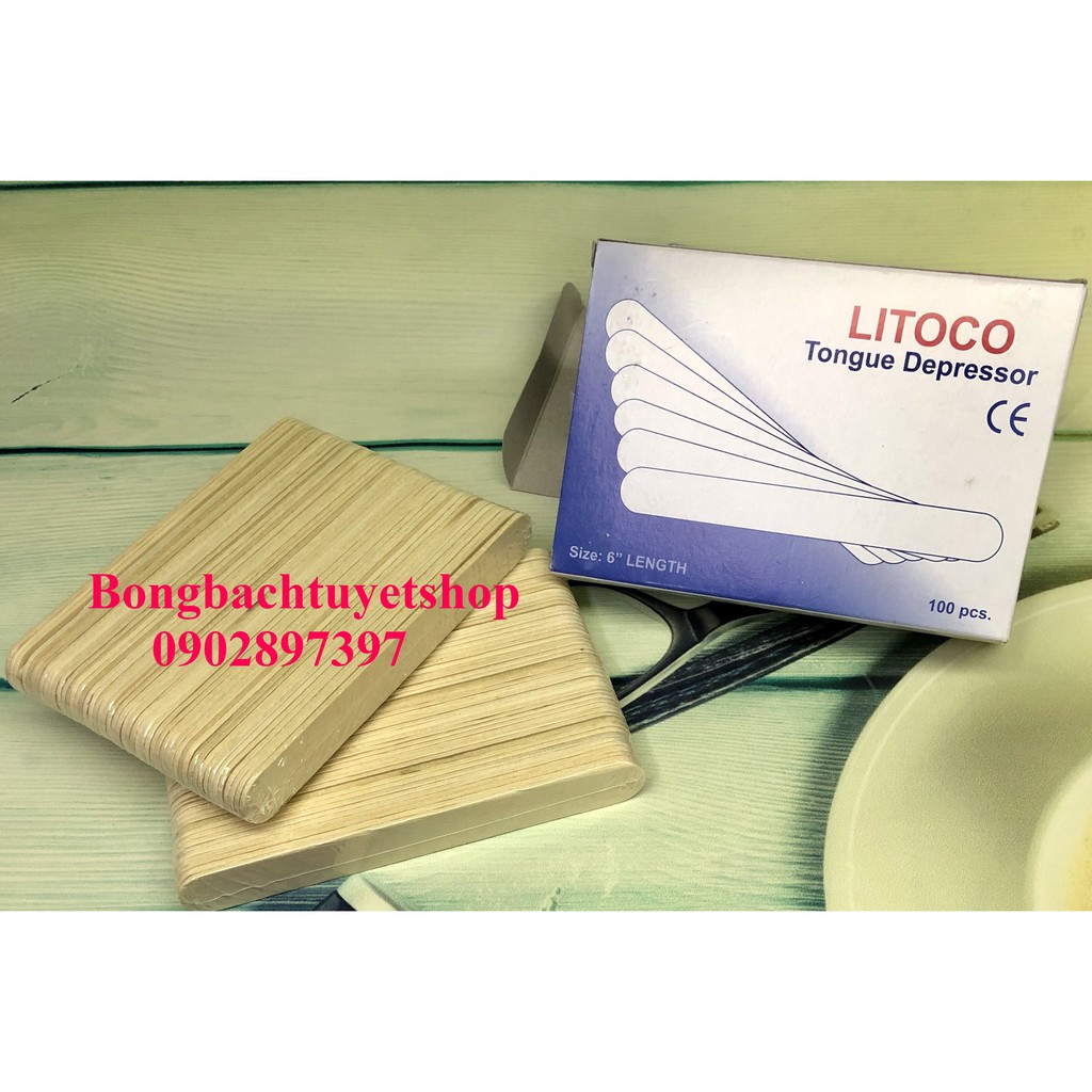 Que Đè Lưỡi LITOCO - Que Kem Gỗ Hộp 100 Que