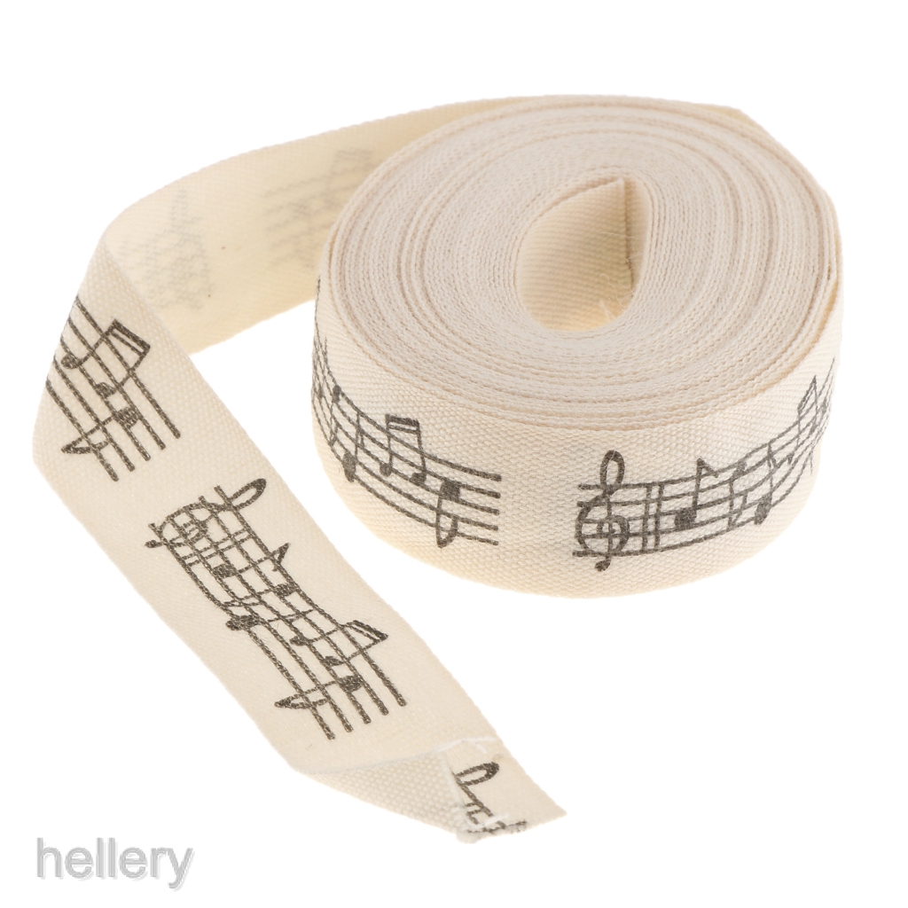 Cuộn Dây Ruy Băng Cotton 15mm In Hình Nốt Nhạc Trang Trí Đa Năng Dài 5 Yard