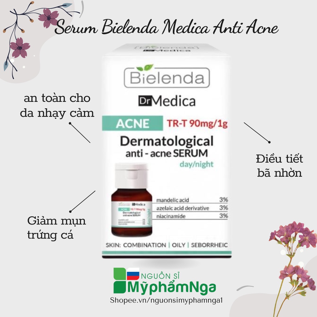 Serum cho da mụn Bielenda Medica Anti Acne loại bỏ mụn tái tạo da