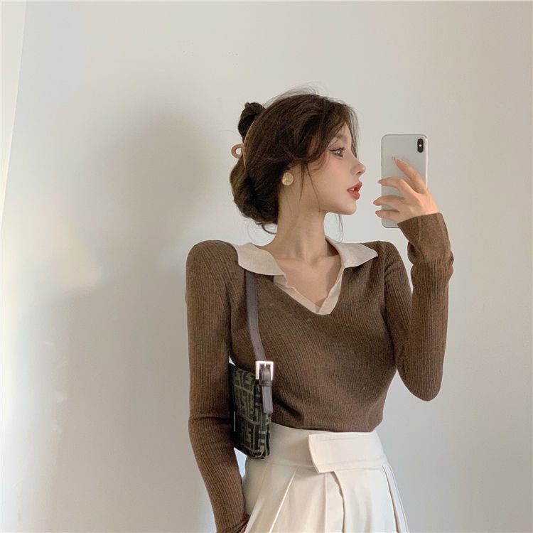 Áo sweater dệt kim cổ polo phong cách Pháp | BigBuy360 - bigbuy360.vn