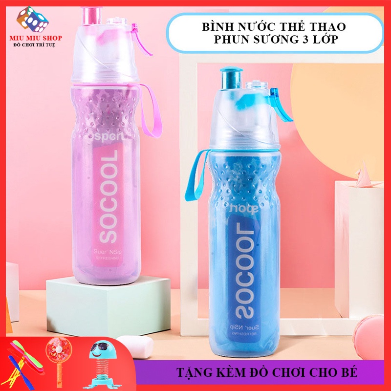 Bình nước phun sương thể thao dung tích lớn , 2 trong 1 giữ nhiệt tốt, tiện lợi dễ sử dụng