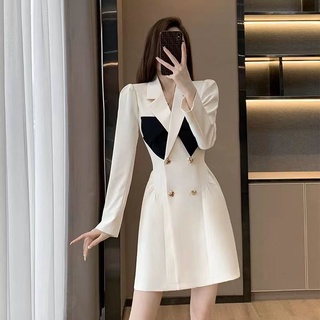 2022 autumn new small fragrant style French tea break dress temperament socialite a-word long-sleeved suit dress
