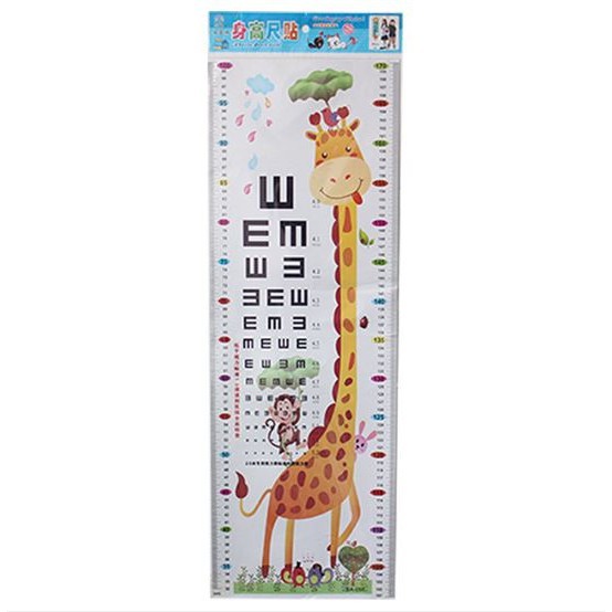 Thước Đo Chiều Cao Cho Bé Kết Hợp Đo Thị Lực Mẫu Dễ Thương Dán Tường vrg1183 Sỉ Lẻ Gia Dụng