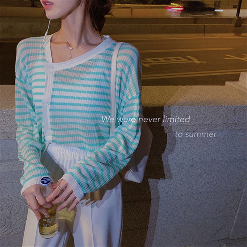 Áo cardigan IELGY dệt kim mỏng cài nút chống nắng thời trang cho nữ