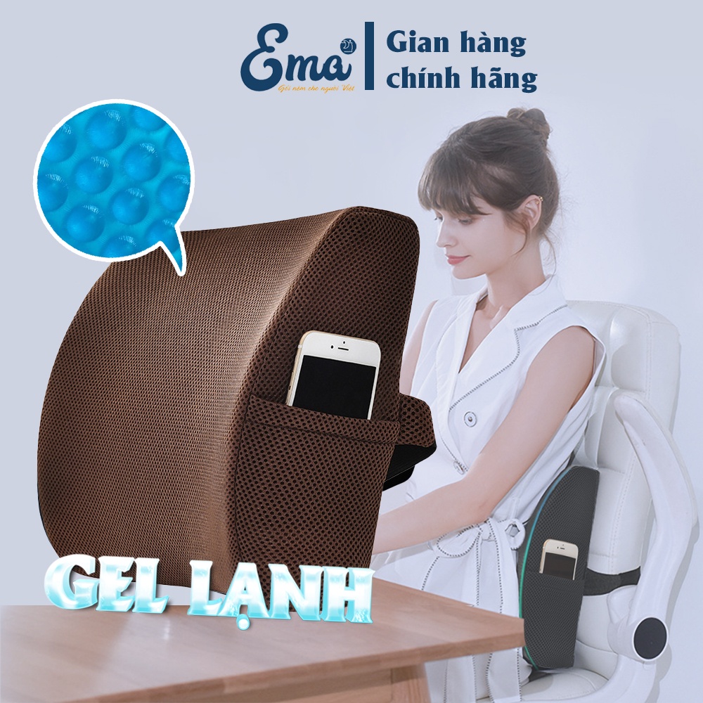 Bộ gối tựa lưng có gel lạnh &amp; đệm lót ghế chống trĩ cho dân văn phòng SP10 EMA