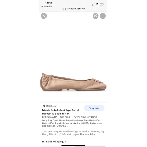 Giày bệt Tory Burch chính hãng size 9/9.5 us