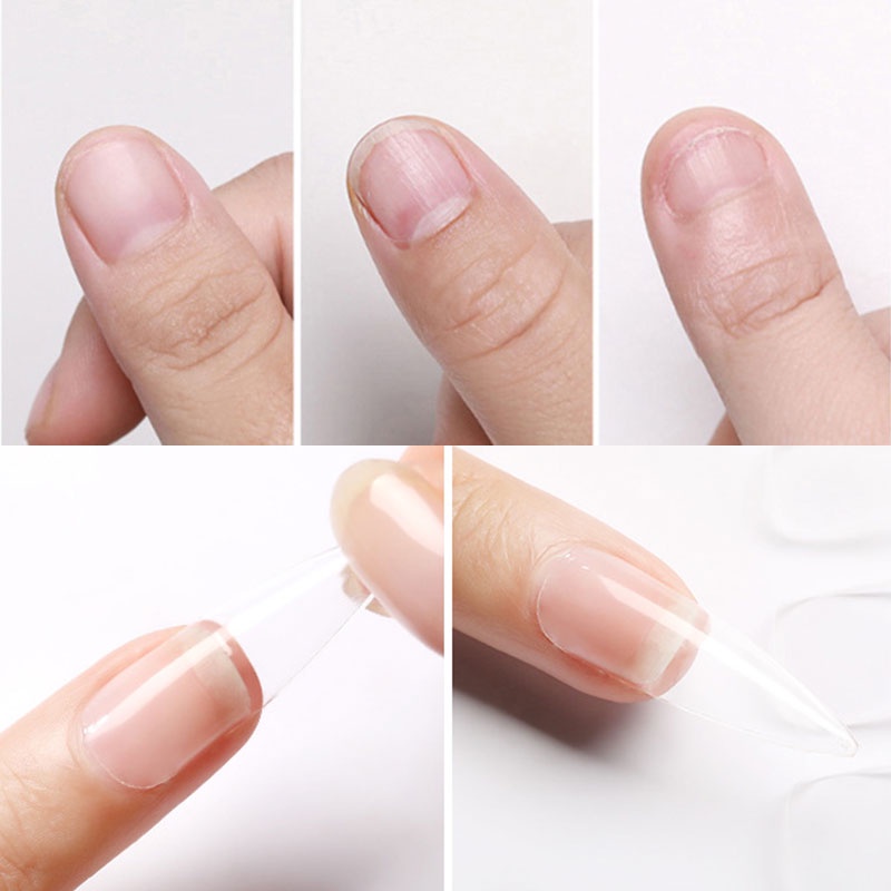 ⚜️Bộ 100 Móng Tay Giả Trong Suốt Che Phủ Toàn Diện Kiểu Pháp