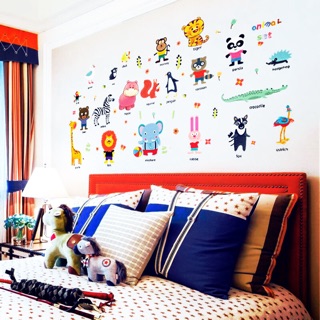 DECAL GIẤY DÁN TƯỜNG ĐỘNG VẬT - SET ANIMAL TIẾNG ANH