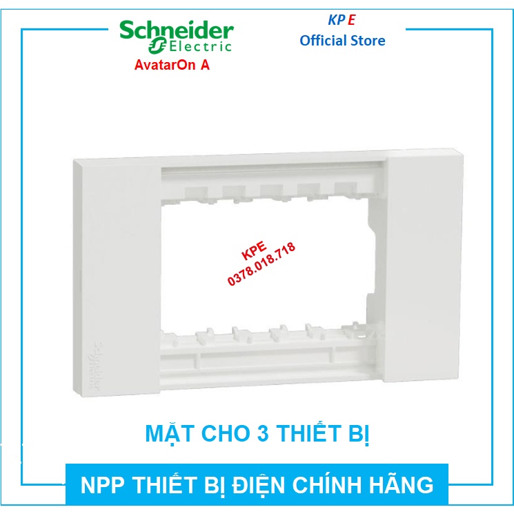 MẶT NẠ CHO 3 THIẾT BỊ CÔNG TẮC Ổ CẮM SIZE S M3T03_WE SCHNEIDER AVATARON A - KPE ELECTRIC