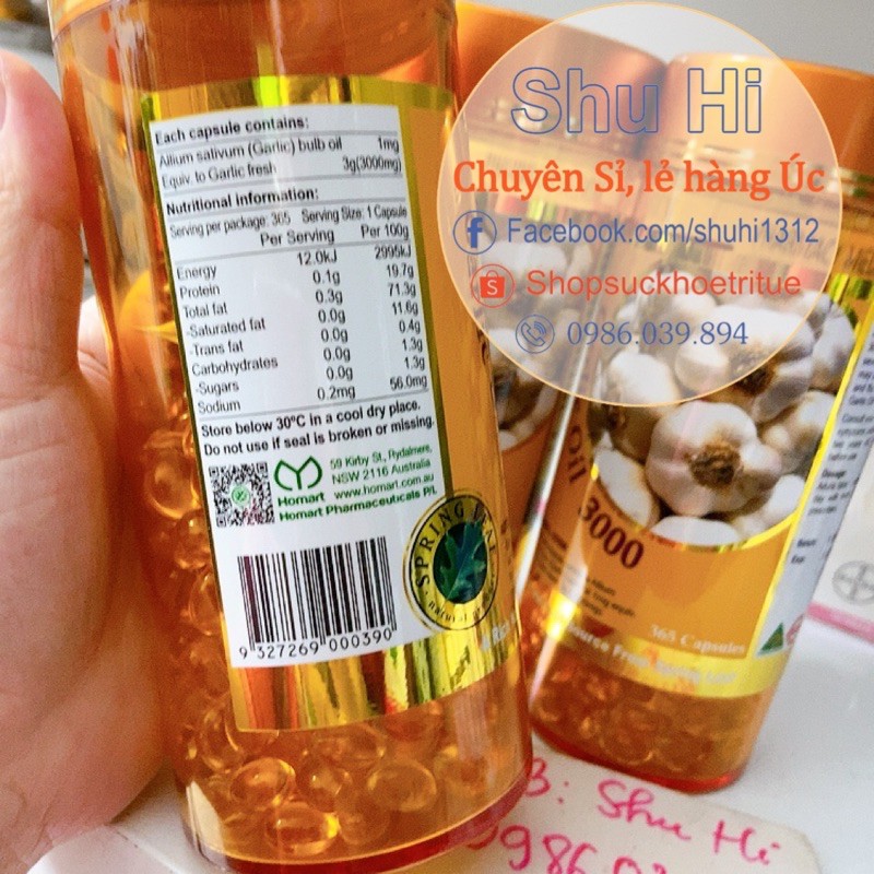 Tinh dầu tỏi Garlic Oil Spring Leaf 365 viên của Úc