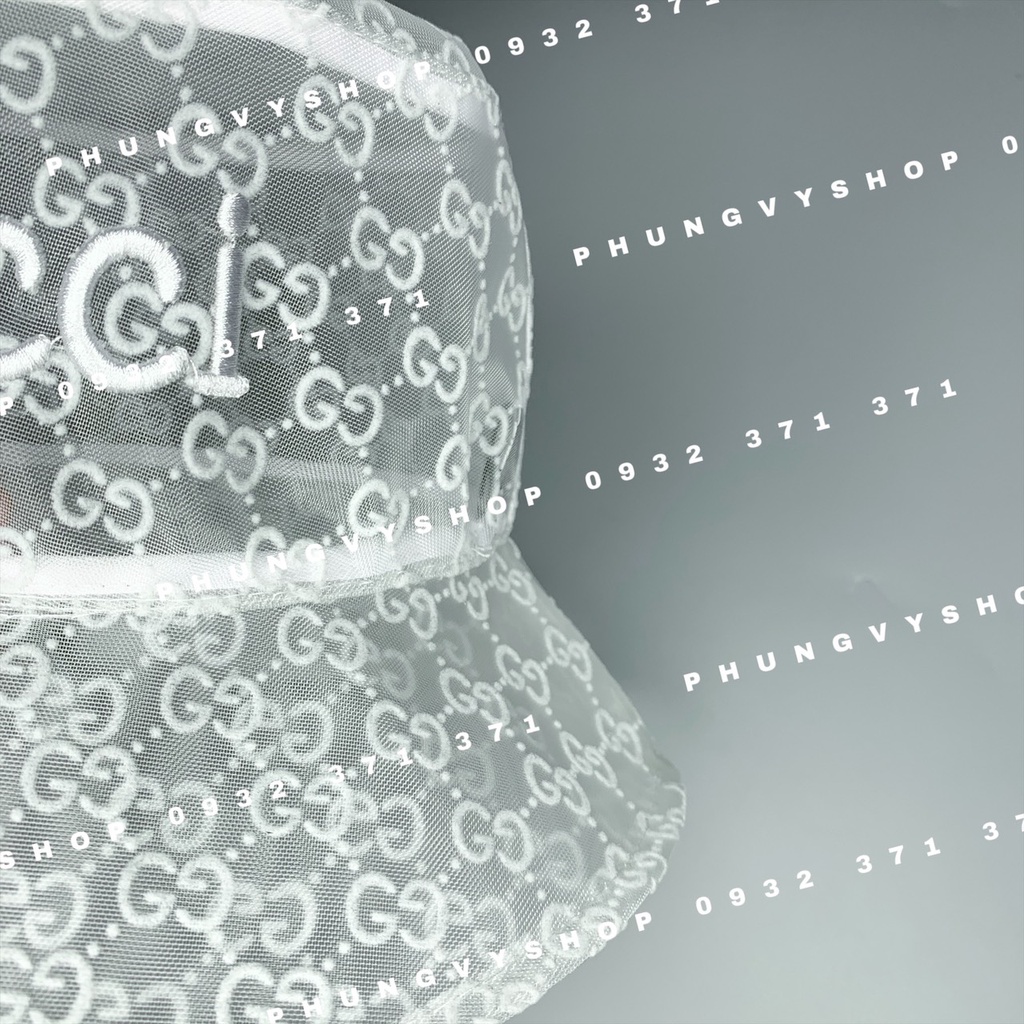 Nón BUCKET đơn giản unisex - Bo lưới trong Thêu Gu Lo  - mũ tai bèo vành